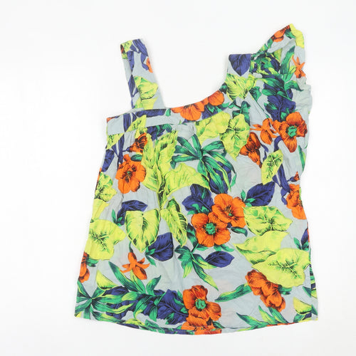 French Connection Women’s Multicoloured Floral One Shoulder Cotton Blouse Size 8