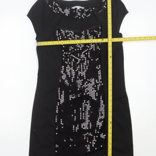 Red Herring Women’s Black Sequin Short Sleeve Bodycon Dress Size 14