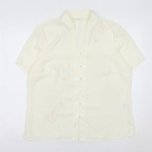 Marks and Spencer Women’s Ivory Embroidered Blouse Size 16 Short Sleeve
