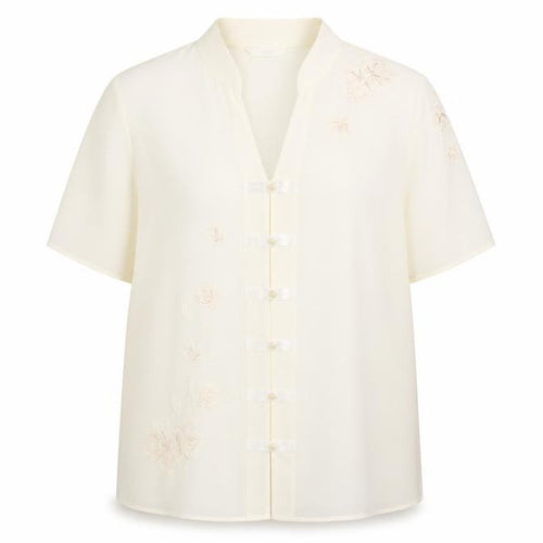 Marks and Spencer Women’s Ivory Embroidered Blouse Size 16 Short Sleeve