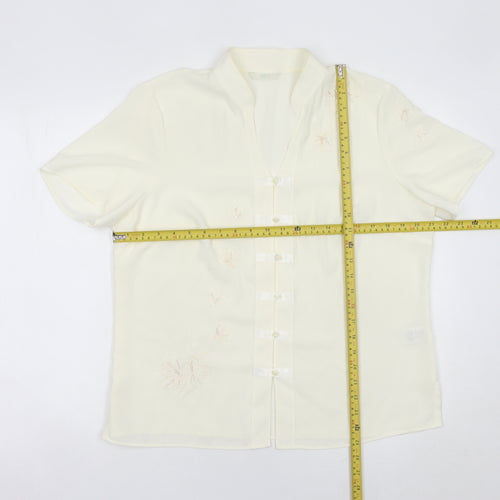 Marks and Spencer Women’s Ivory Embroidered Blouse Size 16 Short Sleeve