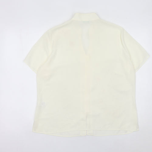 Marks and Spencer Women’s Ivory Embroidered Blouse Size 16 Short Sleeve