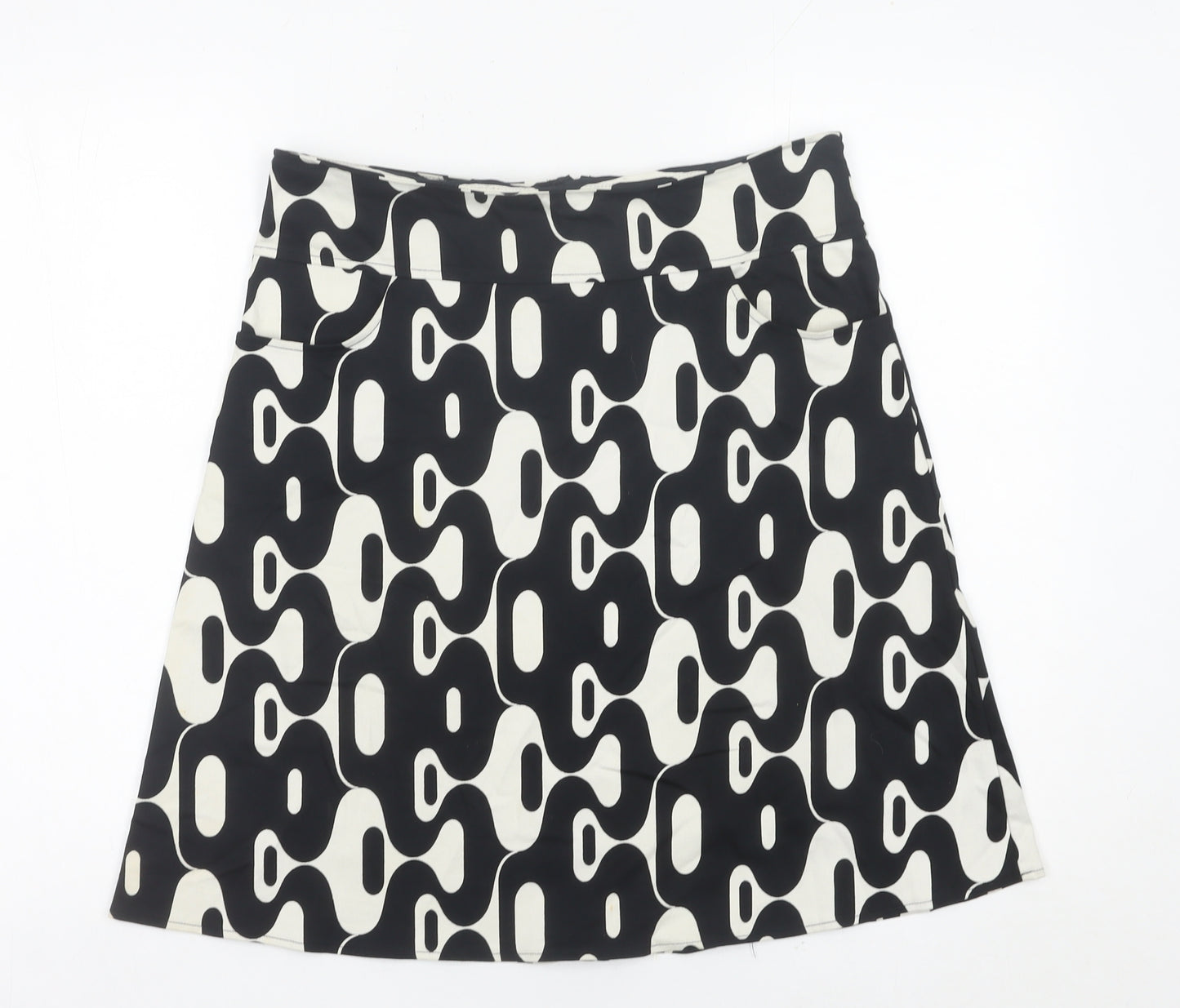 Topshop Women Black White Geometric A-Line Stretch Skirt Size 12