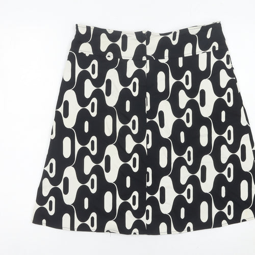 Topshop Women Black White Geometric A-Line Stretch Skirt Size 12