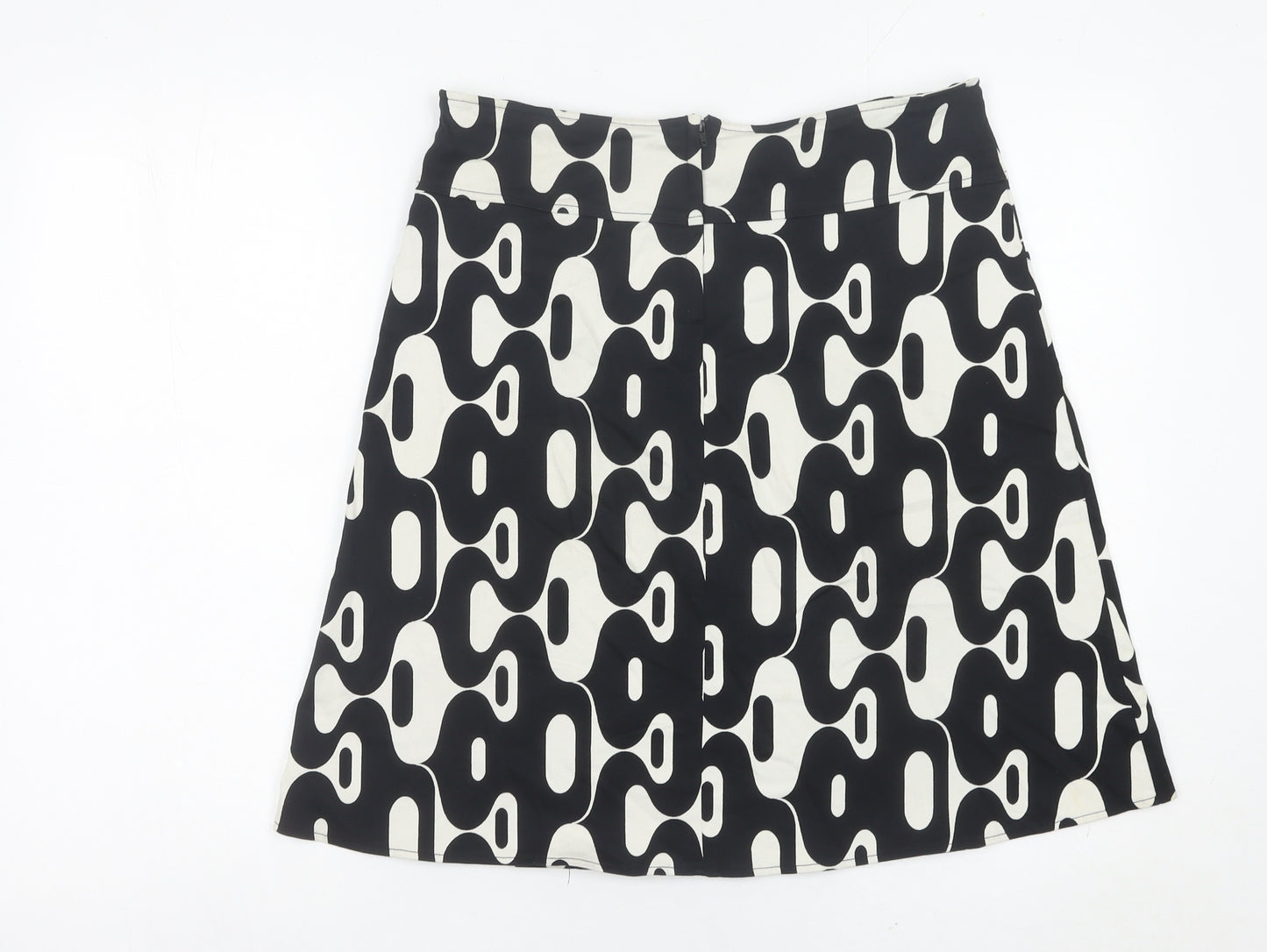 Topshop Women Black White Geometric A-Line Stretch Skirt Size 12