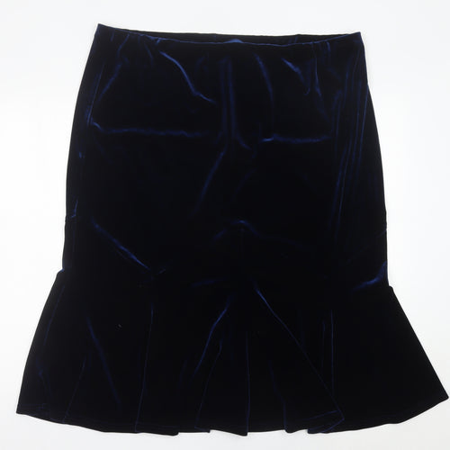 Bm Women Blue Velvet Trumpet Skirt Size 22 Stretch Elegant