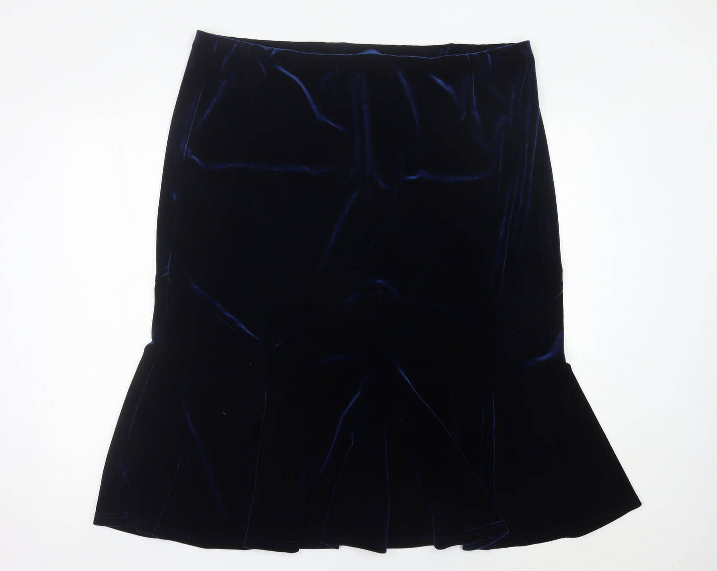 Bm Women Blue Velvet Trumpet Skirt Size 22 Stretch Elegant