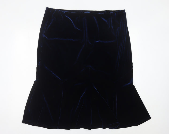 Bm Women Blue Velvet Trumpet Skirt Size 22 Stretch Elegant