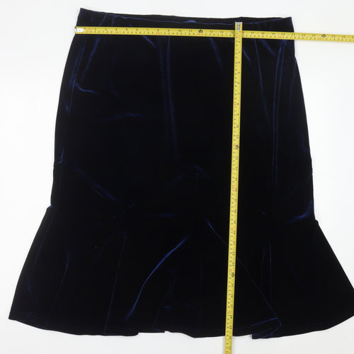 Bm Women Blue Velvet Trumpet Skirt Size 22 Stretch Elegant