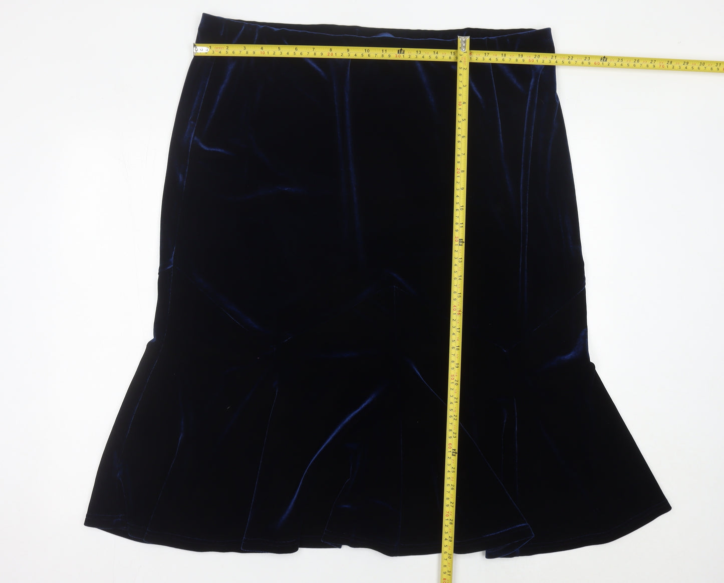 Bm Women Blue Velvet Trumpet Skirt Size 22 Stretch Elegant