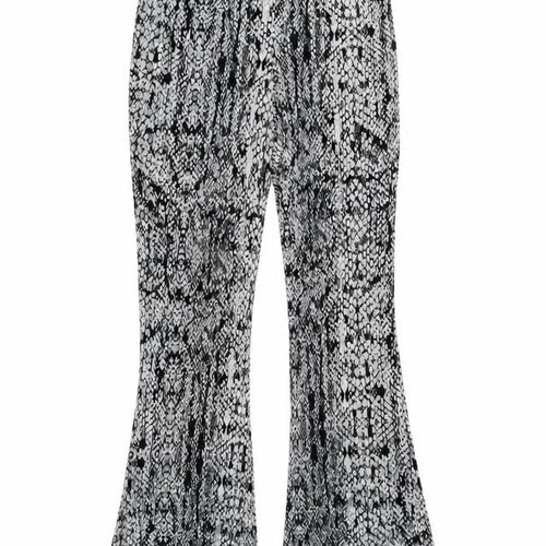 Topshop Women’s Black Animal Print Flared Trousers Size 10 Polyester