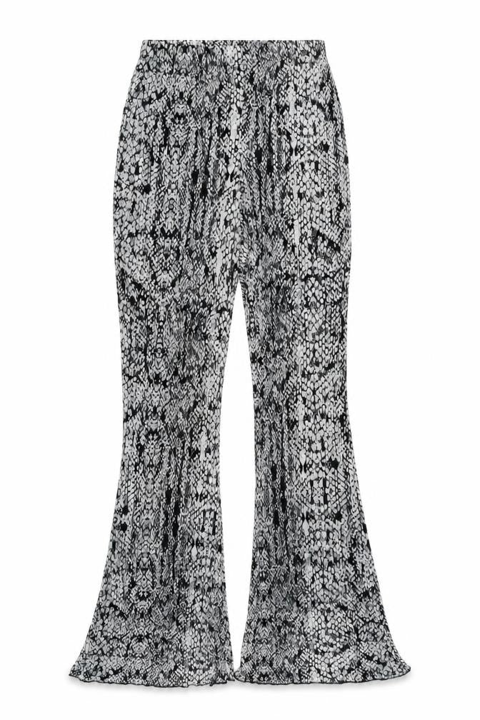 Topshop Women’s Black Animal Print Flared Trousers Size 10 Polyester