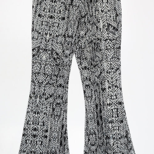 Topshop Women’s Black Animal Print Flared Trousers Size 10 Polyester