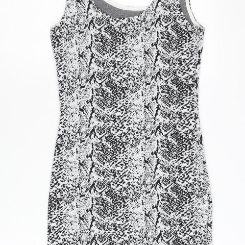 H&M Divided Women’s Black XS Bodycon Animal Print Sleeveless Dress