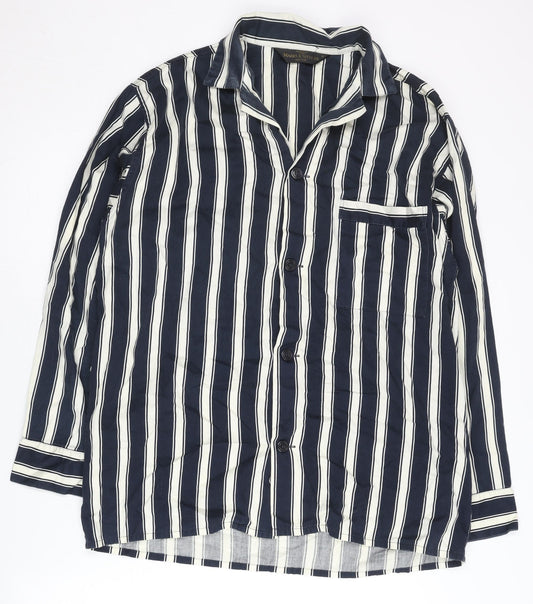 Marks and Spencer Men’s Blue Striped Cotton Pyjama Top M