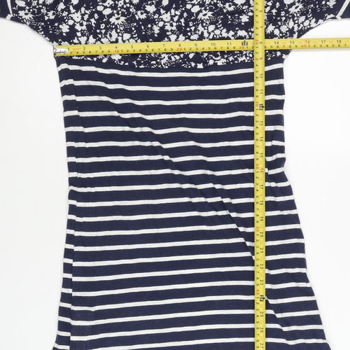 Joules Women’s Blue Floral Stripe Shift Dress UK 6 Cotton Viscose