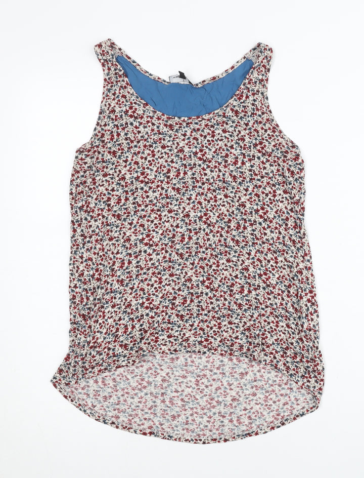 Warehouse Womens Multicoloured Floral Tank Top UK 8 Viscose Scoop Neck