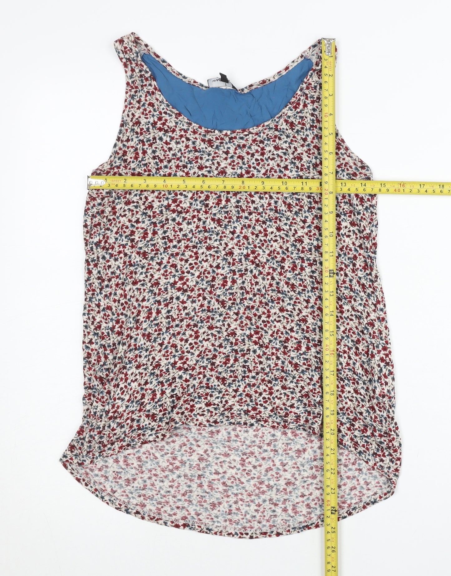 Warehouse Womens Multicoloured Floral Tank Top UK 8 Viscose Scoop Neck