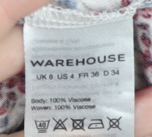 Warehouse Womens Multicoloured Floral Tank Top UK 8 Viscose Scoop Neck