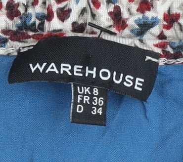 Warehouse Womens Multicoloured Floral Tank Top UK 8 Viscose Scoop Neck