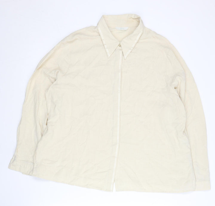 Marks and Spencer Women’s Beige Button-Up Shirt UK 20 Long Sleeve