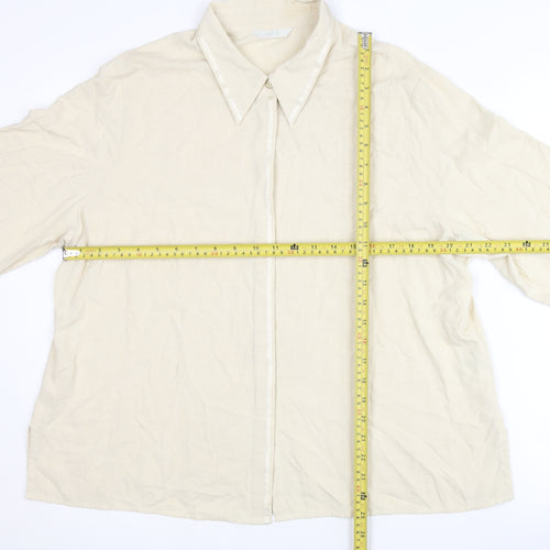 Marks and Spencer Women’s Beige Button-Up Shirt UK 20 Long Sleeve