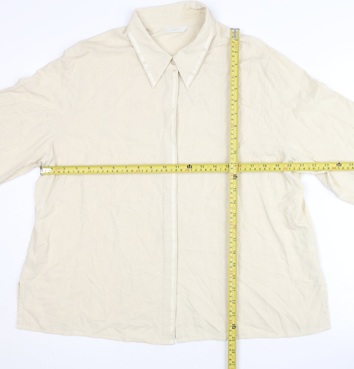 Marks and Spencer Women’s Beige Button-Up Shirt UK 20 Long Sleeve