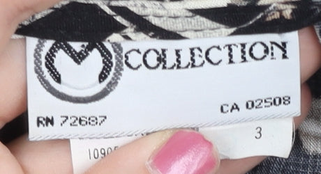 M Collection Womens Black Beige Patchwork Floral Knee Dress M