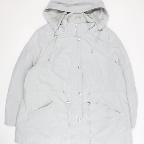 Bm Collection Women Grey XL Parka Jacket Hooded Mid-Length