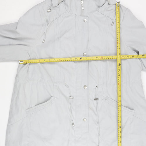 Bm Collection Women Grey XL Parka Jacket Hooded Mid-Length