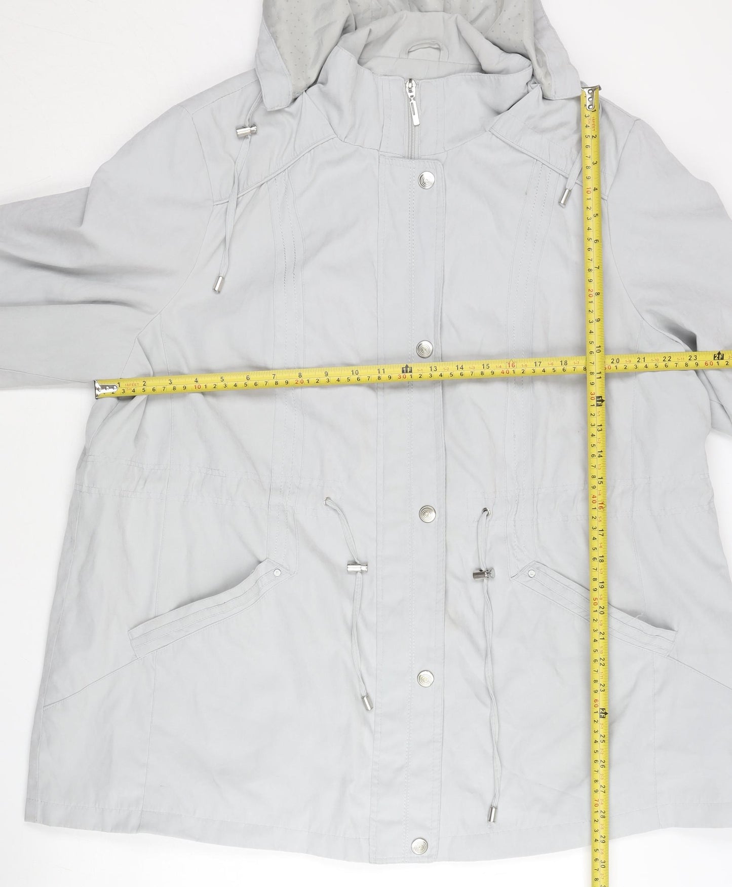 Bm Collection Women Grey XL Parka Jacket Hooded Mid-Length