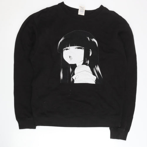 Delta Fleece Mens Black Anime Graphic Pullover Sweatshirt Size M