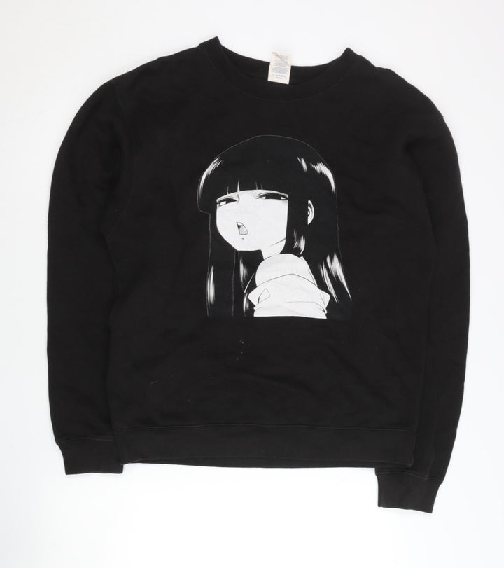 Delta Fleece Mens Black Anime Graphic Pullover Sweatshirt Size M