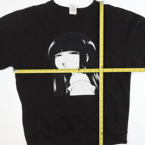 Delta Fleece Mens Black Anime Graphic Pullover Sweatshirt Size M