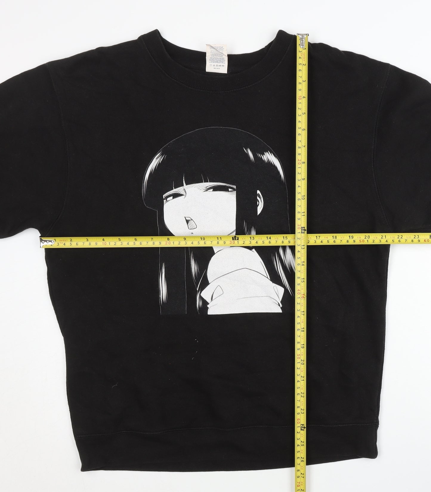 Delta Fleece Mens Black Anime Graphic Pullover Sweatshirt Size M