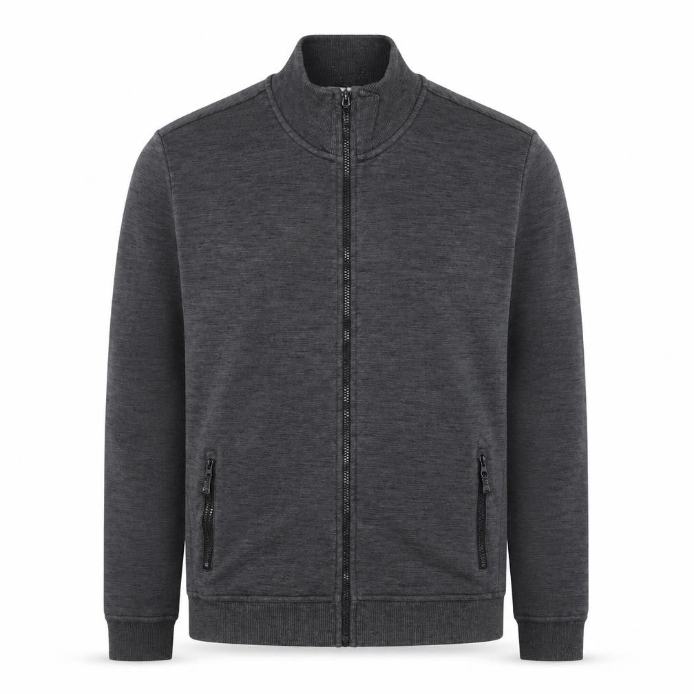 Front view of Next Men’s Grey Full Zip Jacket M 39-41 in Regular Fit Cotton Blend