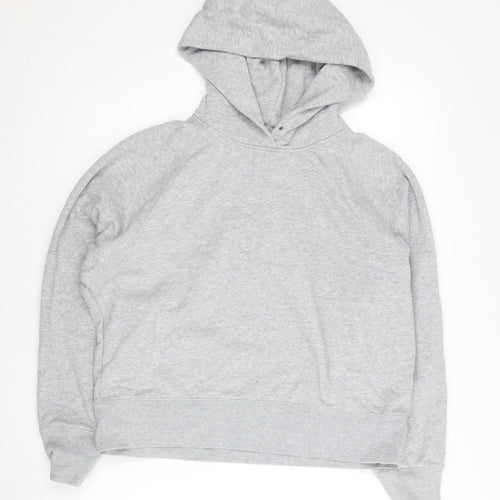 Uniqlo Women Grey Pullover Hoodie Small Regular Cotton Blend