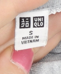 Uniqlo Women Grey Pullover Hoodie Small Regular Cotton Blend