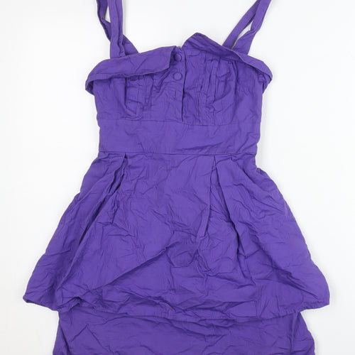 New Look Womens Purple Size 8 Fit & Flare Sleeveless Hi-Low Dress