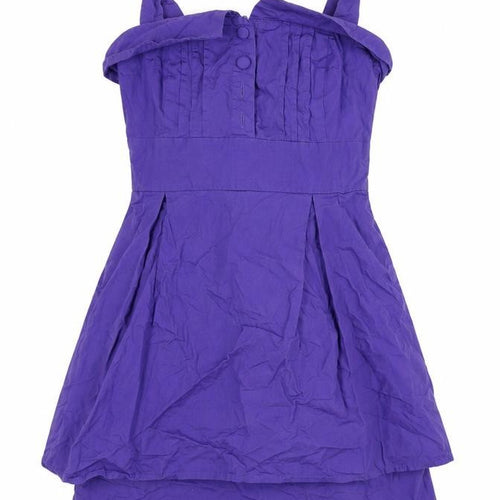 New Look Womens Purple Size 8 Fit & Flare Sleeveless Hi-Low Dress