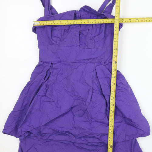 New Look Womens Purple Size 8 Fit & Flare Sleeveless Hi-Low Dress