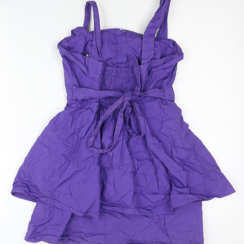 New Look Womens Purple Size 8 Fit & Flare Sleeveless Hi-Low Dress
