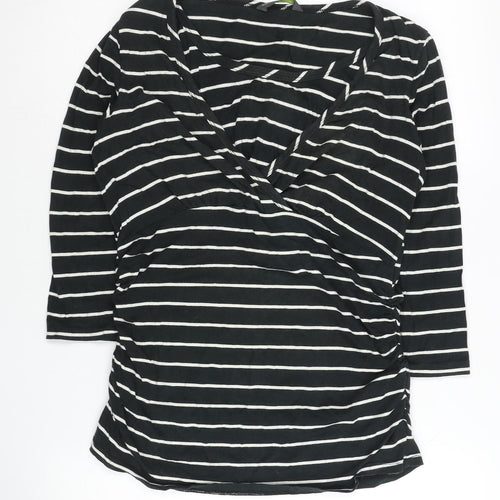 Blooming Marvellous Women Black Maternity Wrap Stripe Top M