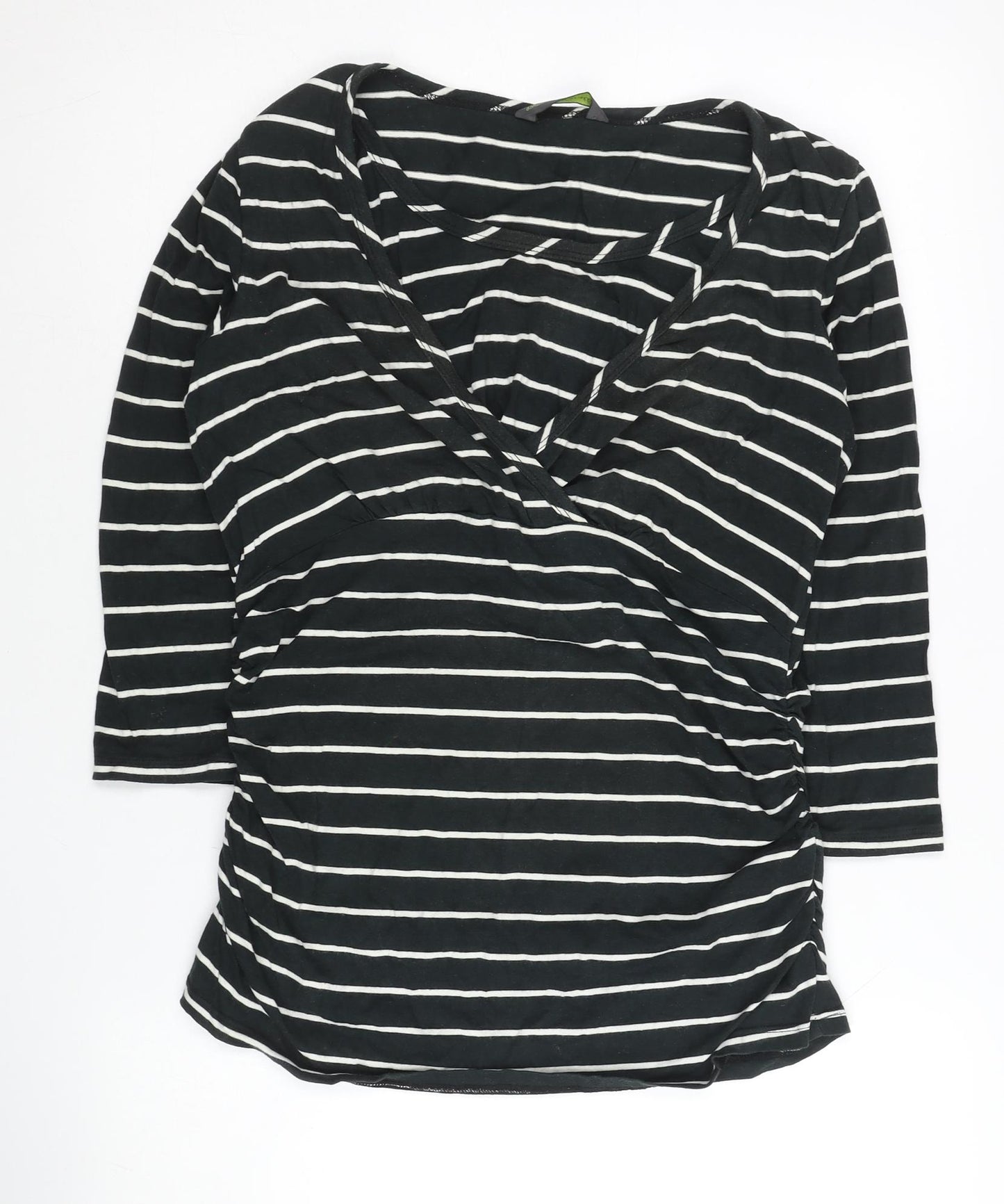 Blooming Marvellous Women Black Maternity Wrap Stripe Top M