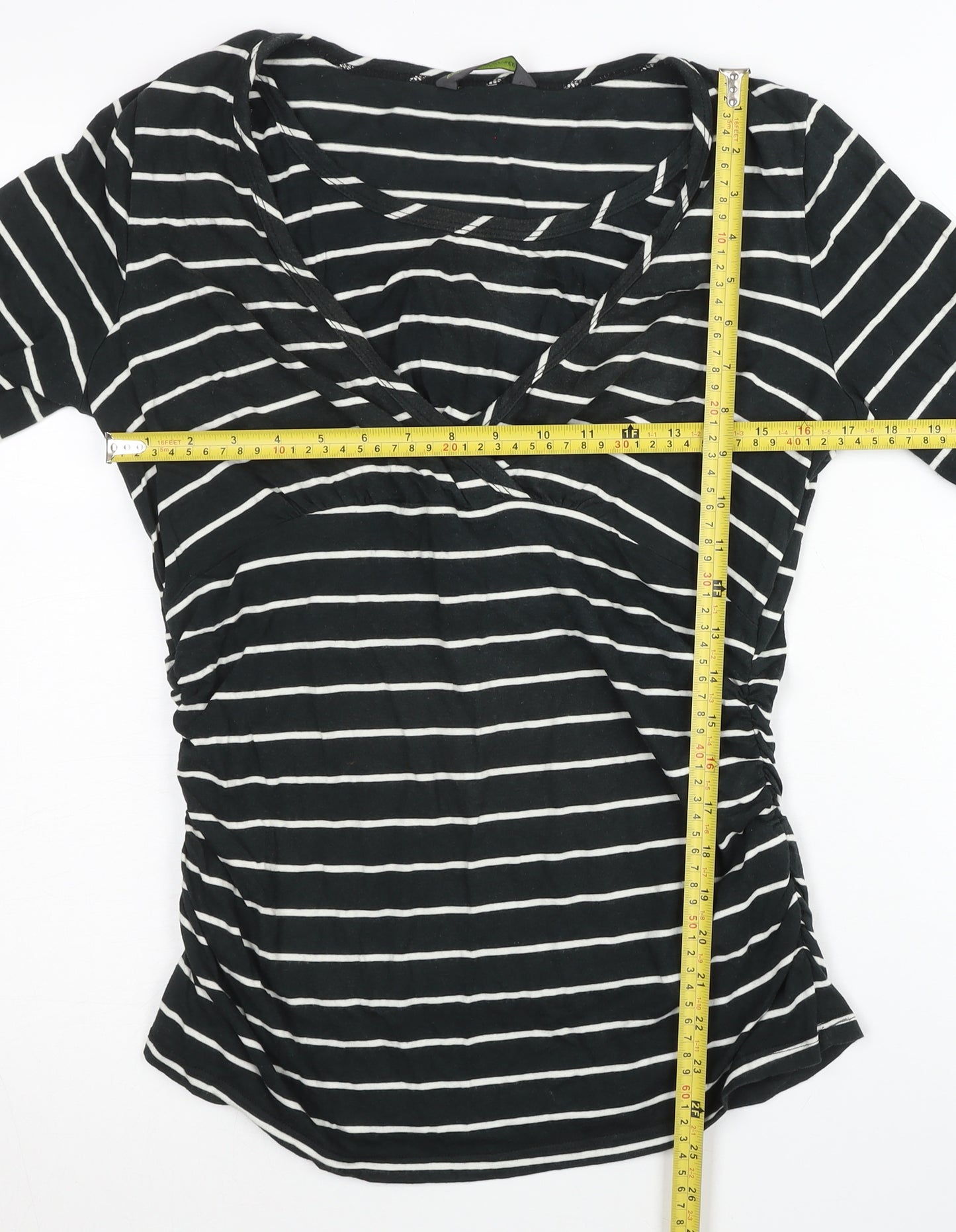 Blooming Marvellous Women Black Maternity Wrap Stripe Top M