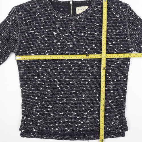 Next Womens Blue Jumper Size 10 Crew Neck 3/4 Sleeve Pullover