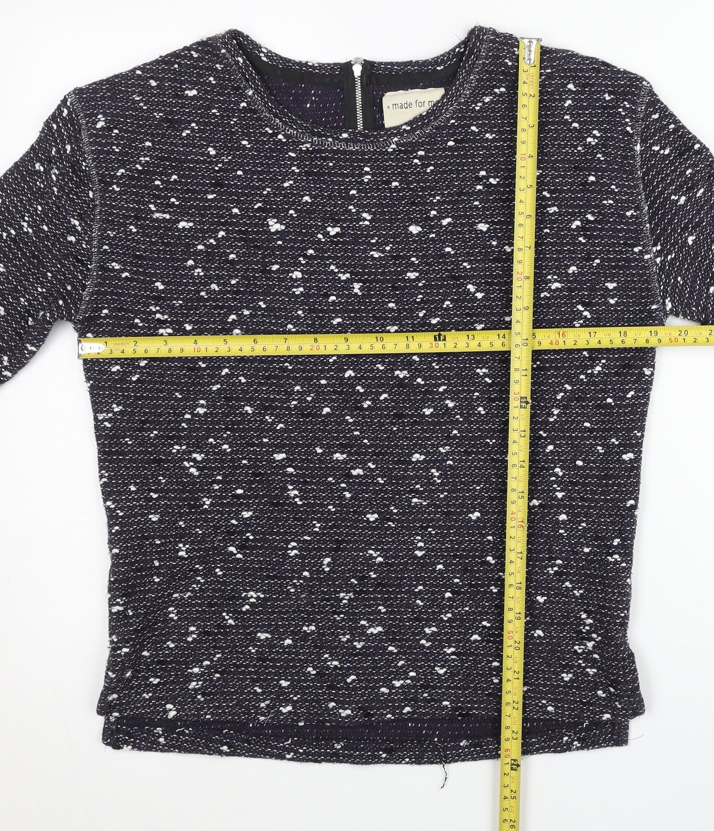 Next Womens Blue Jumper Size 10 Crew Neck 3/4 Sleeve Pullover