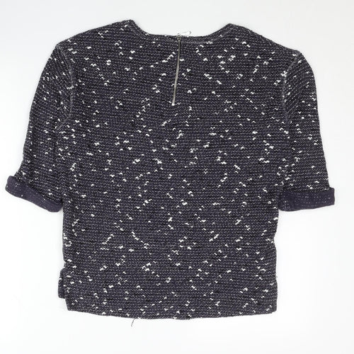 Next Womens Blue Jumper Size 10 Crew Neck 3/4 Sleeve Pullover