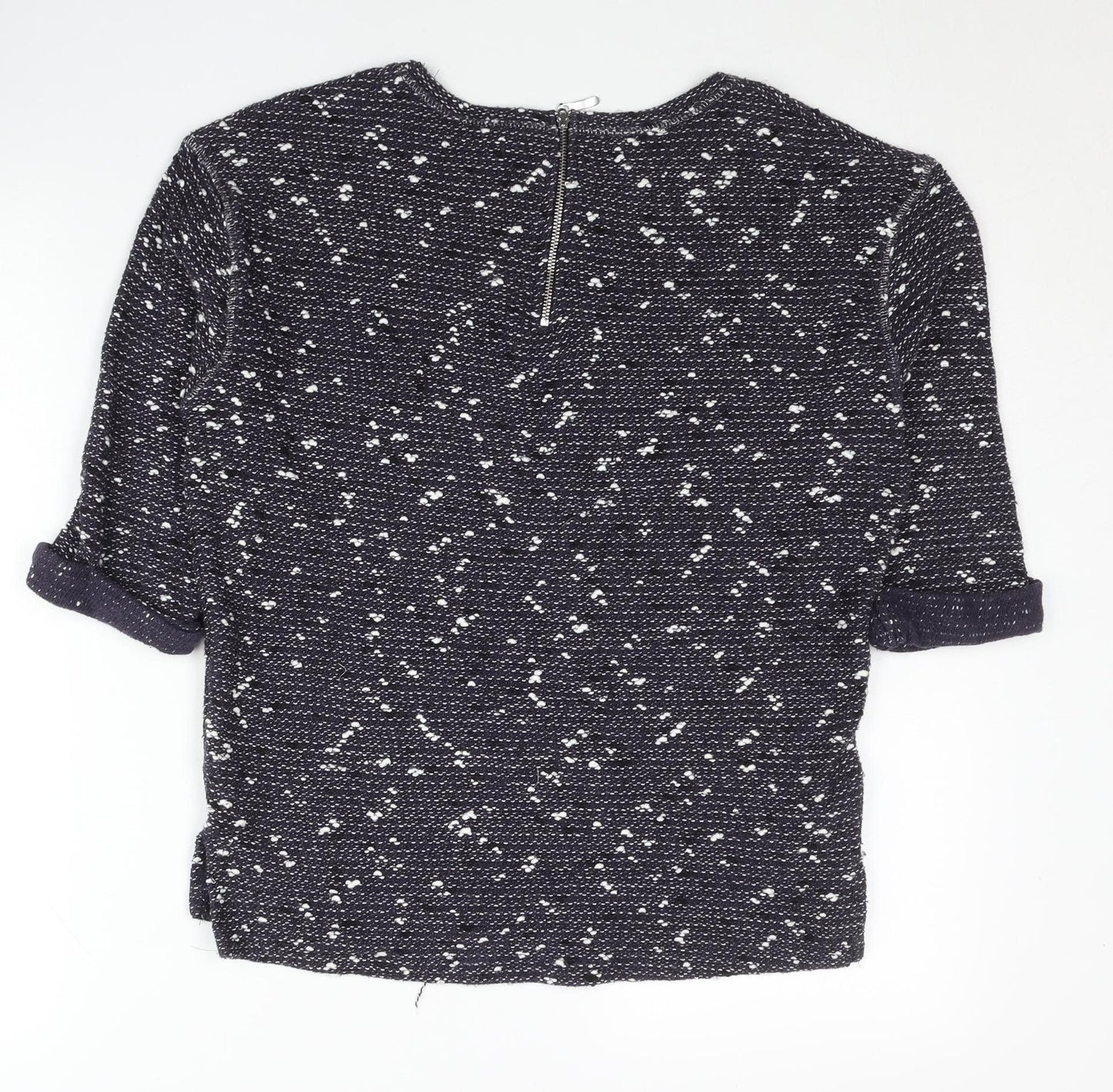 Next Womens Blue Jumper Size 10 Crew Neck 3/4 Sleeve Pullover