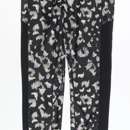 Next Womens Black Animal Print Leggings Size 10 Slim Fit Gym Yoga